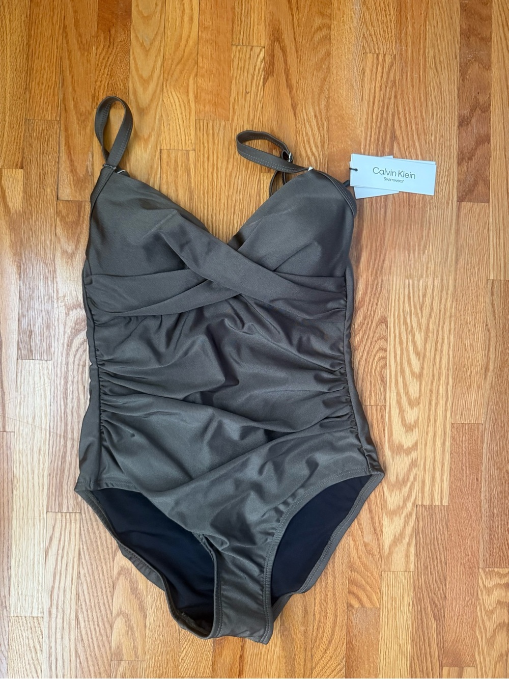 Calvin Klein One-Piece Swimsuit with Ruched Front - Size 6 - NWT